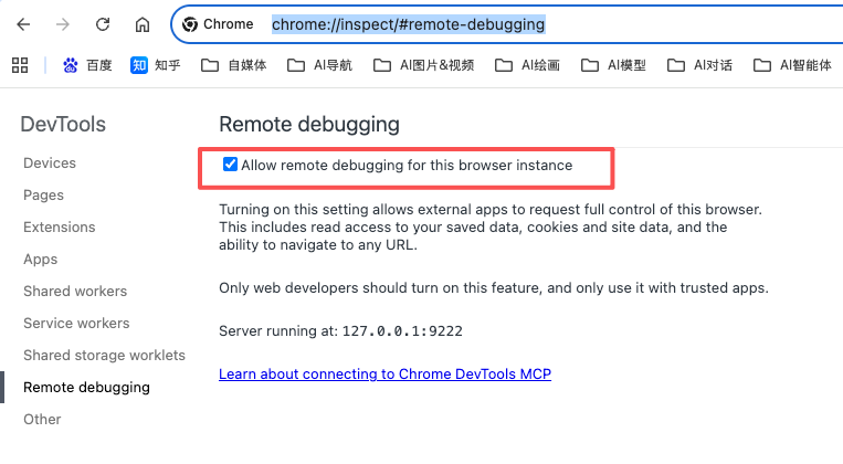 Chrome 远程调试页面中的授权开关